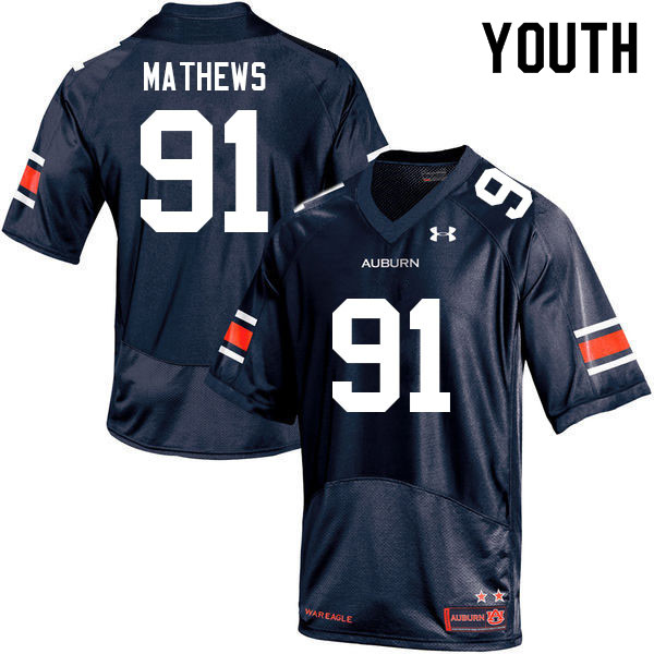 Youth Auburn Tigers #91 Ian Mathews Navy 2021 College Stitched Football Jersey